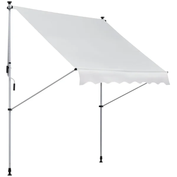 Outsunny 2x1.5m Outdoor Roller Awning with Crank, Adjustable Height and Angle, White