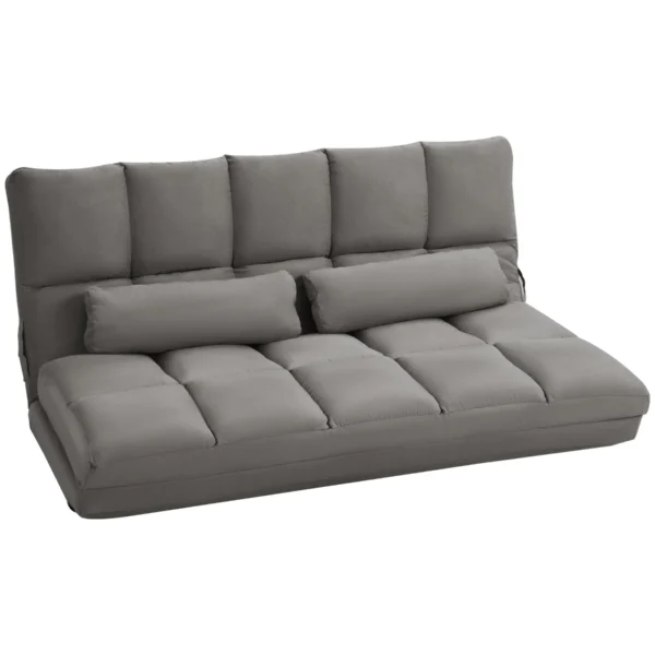 2-in-1 Floor Sofa with 7-Level Reclining Backrest and Cushions, 130x73x60 cm, Charcoal Grey