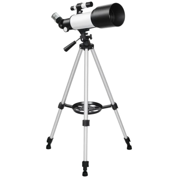 Outsunny 70mm Astronomical Telescope with 2 Eyepieces and Smartphone Adapter, 80x80x135 cm, Black and White