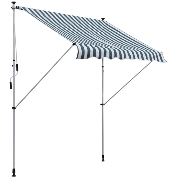 Outsunny 2x1.5m Outdoor Roller Awning with Crank, Adjustable Height and Angle, White and Green