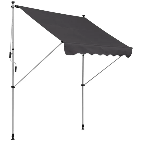 Outsunny 2x1.5m Outdoor Roller Awning with Crank, Adjustable Height and Angle, Grey