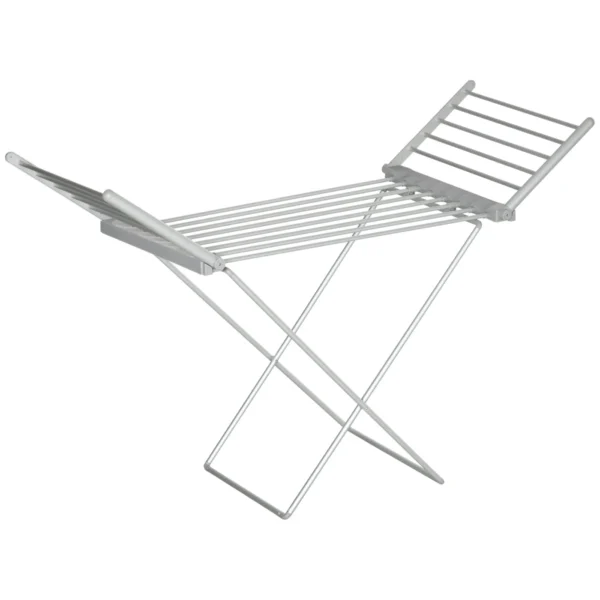 Electric Heated Drying Rack with Wings, Foldable, Space-Saving, Aluminum Alloy, 144 x 53 x 91 cm, Silver