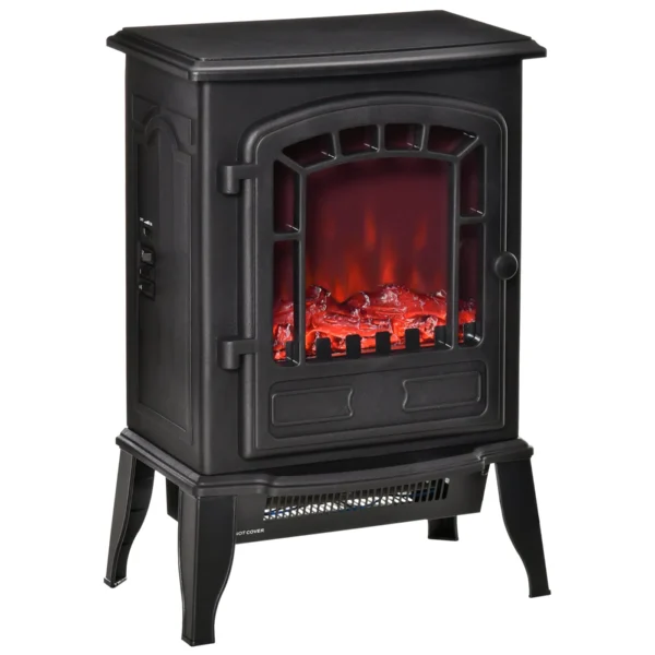 Electric Fireplace with Flame Effect, Adjustable Temperature 1000W-2000W, Coverage 20-25m², 39x24x56.5cm, Black