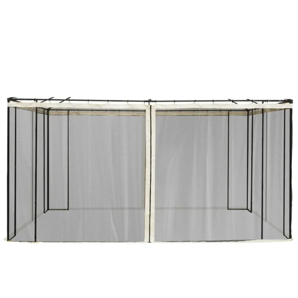 Outsunny Universal Replacement Gazebo Mosquito Net with Zippers, 352x207cm - Black and Beige