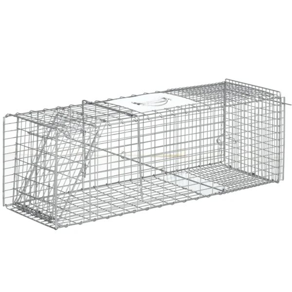 Outsunny Foldable Steel Rat, Mice, and Nutria Cage Trap, 93x31x34.5cm, Silver