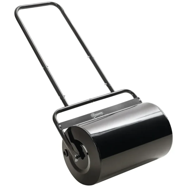 Outsunny 32x50cm Waterproof Black Metal Garden Roller with a 38 Litre Reservoir (Water or Sand)
