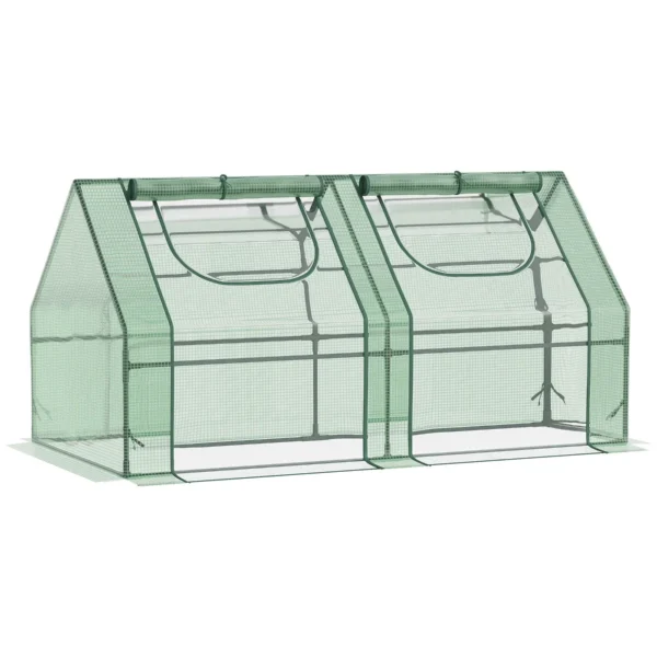 Outsunny Greenhouse for Vegetables and Vegetables with 2 PE and PVC Covers, Steel Structure - Green 180x90x90cm
