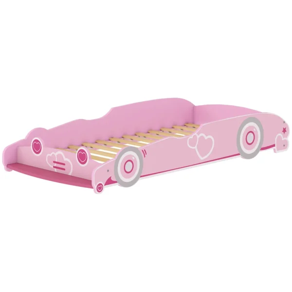 Car-Shaped Children's Bed with Raised Safety Sides for 3-5 Year Olds, 140x70 cm, Pink