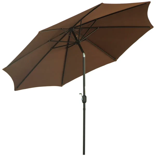 Outsunny 3x2.5 m Tilting Garden Umbrella with Removable Pole, Metal and Polyester, Coffee