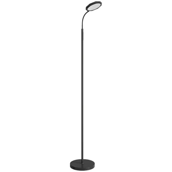 LED Floor Lamp with Remote Control, Swivel Head, Brightness and Temperature Adjustment, Black