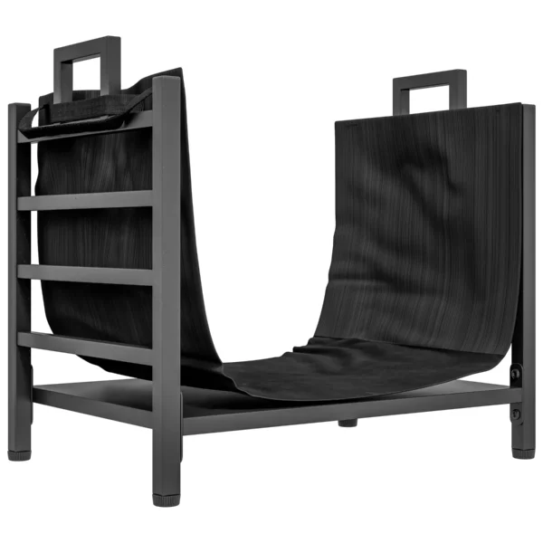 Outsunny Outdoor and Indoor Steel Log Rack with 600D Oxford Fabric Carrying Bag, 49x34x44 cm, Black