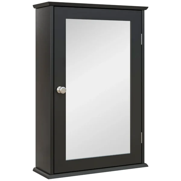 Kleankin Bathroom Cabinet with Mirror and Magnetic Closure Door, 41x14x60 cm, Black