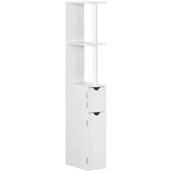 Kleankin Bathroom Column with 2 Shelves and 2 Cabinets, Space-Saving Tall Cabinet 15.2x29.8x118 cm, White