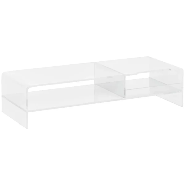 24" Max PC Monitor Stand with 2 Open Shelves, Transparent Acrylic, 50.8x19x12 cm