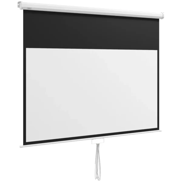 80" 16:9 Projector Screen with Adjustment Cord, Plastic and Metal, 187x8x150 cm, White