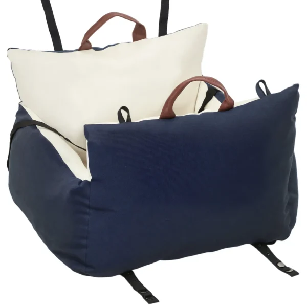 Car Seat for Small Dogs with Safety Leash, Removable and Washable, Blue