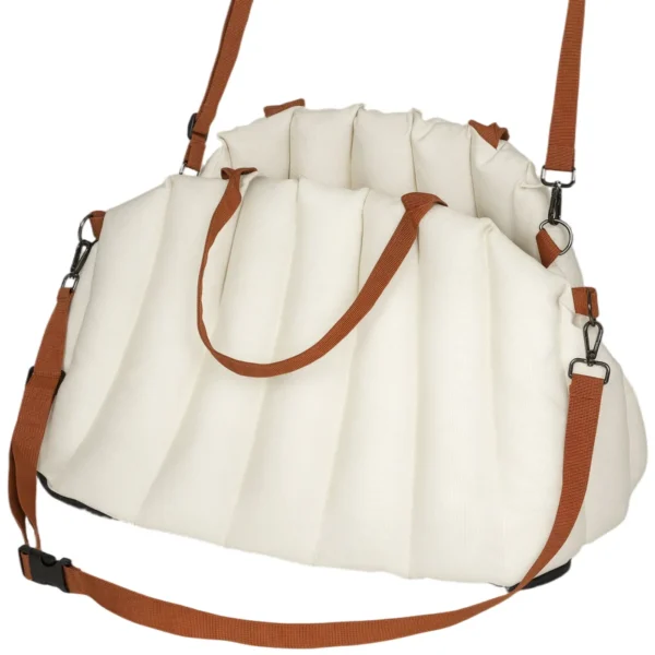 Small Dog Car Seat with Leash and Non-Slip Base, Convertible to Pet Carrier, Cream