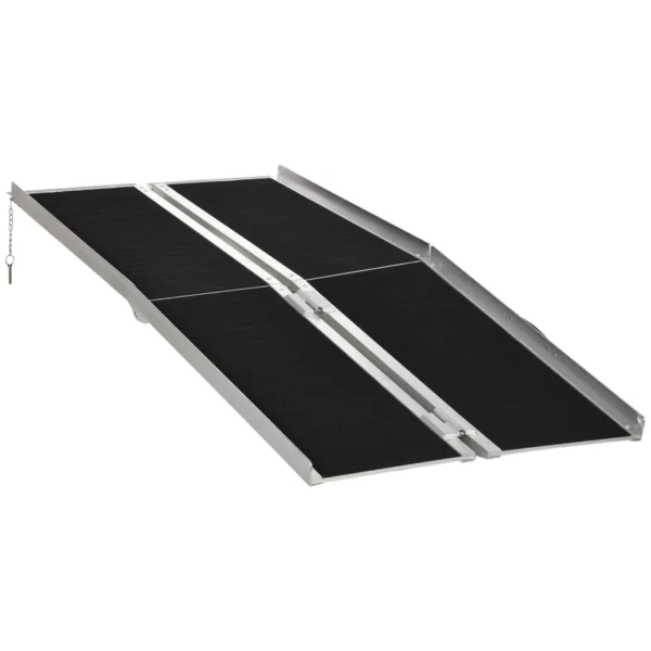 Folding Aluminum Wheelchair Ramp with Non-Slip Coating and Safety Edges, 183 x 73.5 cm, Black