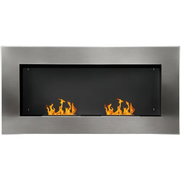 Wall-Mounted Bioethanol Fireplace Made of Stainless Steel with 2 Burners 0.9LT 110 x 54 x 14cm