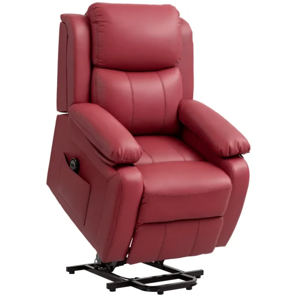 Lift Recliner Chair with Footrest and Remote Control, PU Leather, 76x90x105 cm, Red
