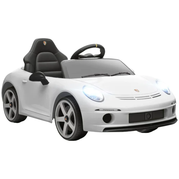 Officially Licensed RUF GT Ride-On Toy Car for Kids Ages 3-5, Remote Control, Seat Belt and Music, White