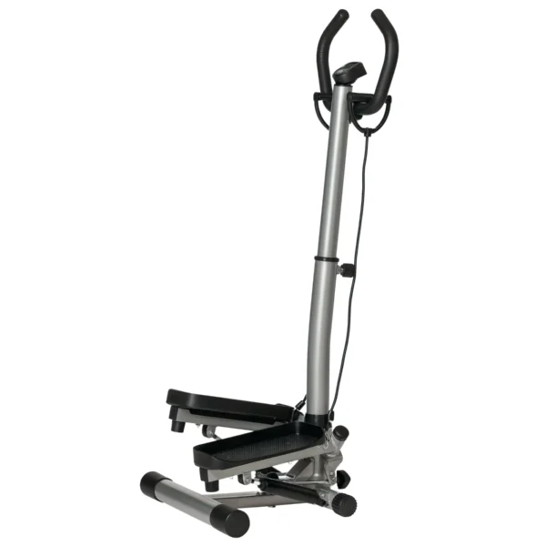Stepper with Adjustable Handlebar, LCD Monitor and Elastic Bands, 55x53x118-128cm, Black
