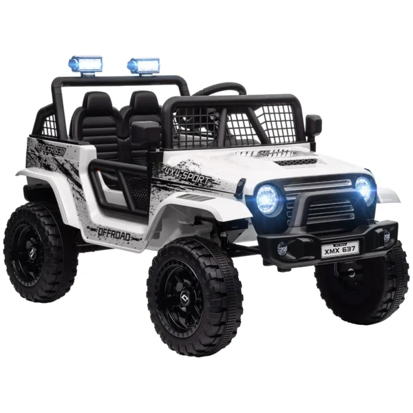 12V Electric Off-Road Ride-On Toy Car for Kids with Dual Motors, Ages 3-6 Years, Remote Control and Lights, White