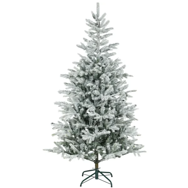 180cm Tall Snow-Covered Christmas Tree with Realistic Branches and Foldable Metal Base