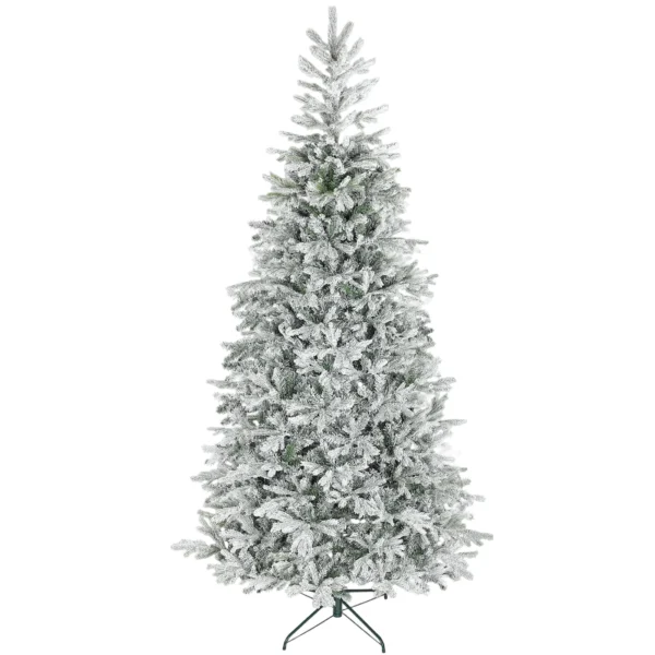 210cm Tall Snow-Covered Christmas Tree with Realistic Branches and Foldable Metal Base