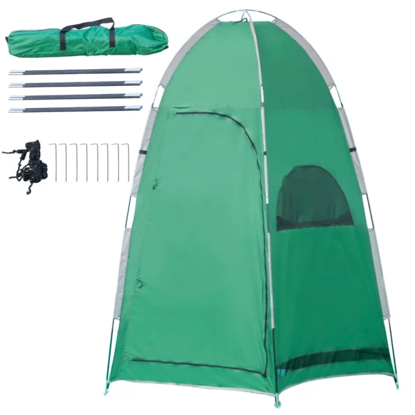 Camping Shower Tent with Carry Bag and Storage Pocket 122x122x213cm, Green