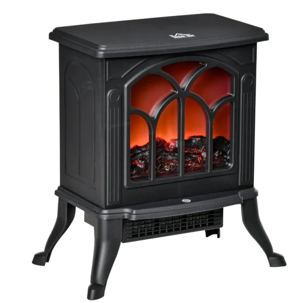 Electric Fireplace with 2 Power Levels (750/1500 W), Flame Effect, Coverage Area 15-20 m², Black