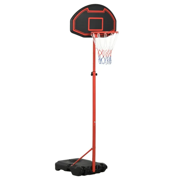 Portable Outdoor Basketball Hoop with Adjustable Height 193.5-248.5cm and Base to Fill with Water or Sand, Made of Steel and Nylon 73x49x194-249cm