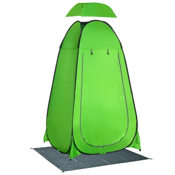 Outdoor Camping Shower Tent with Zippered Door, Storage Bag, and Hook, 126x124x189cm, Green