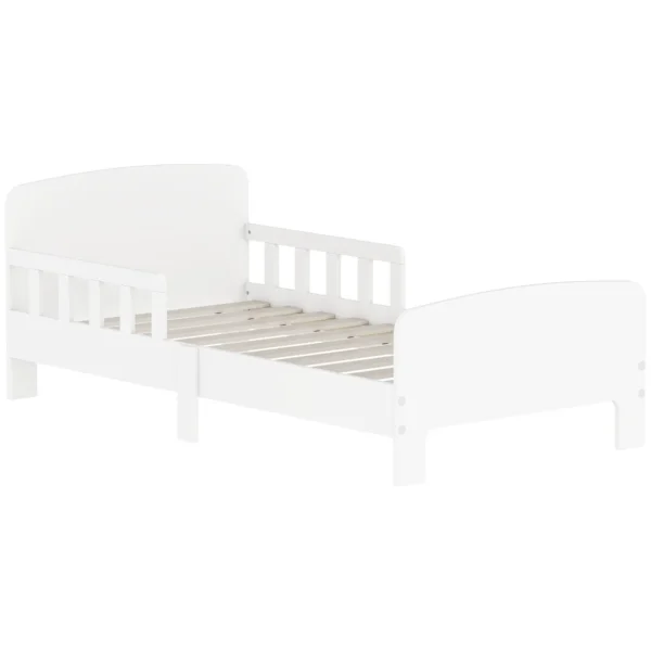 Children's Bed for 3-8 Years Low with Side Rails and Smooth Edges, Made of Wood, 143.5x74.2x54 cm, White