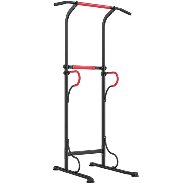 Power Tower Pull-Up Bar Multifunctional Fitness Station with Adjustable Height 171-219cm Black Red
