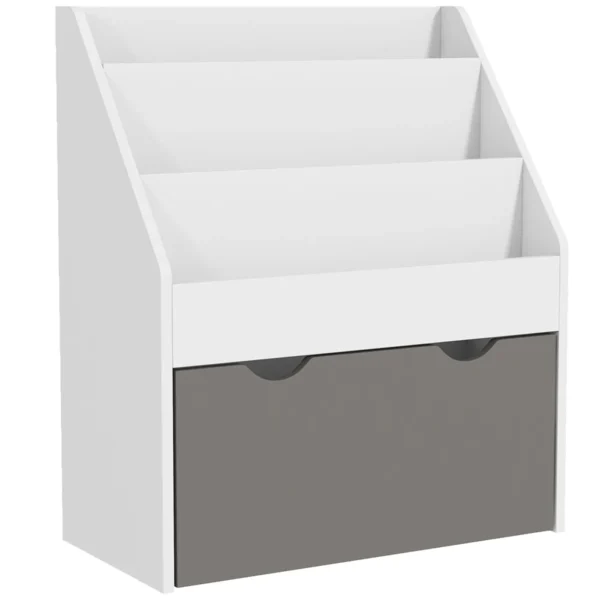 Children's Bookcase for 3-8 Years Old, 3 Shelves with Lower Drawer, MDF, 62.5x30x70 cm, Grey
