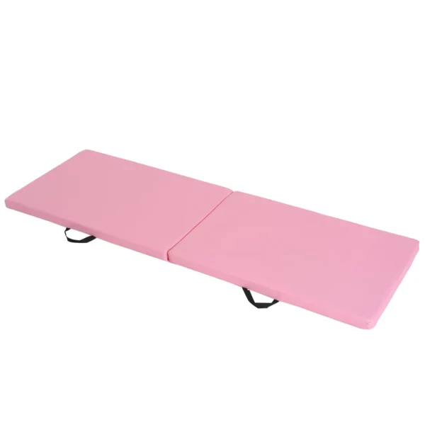 Foldable Gymnastics Mat, 5cm Thick and Non-Slip Fitness Mat, 180x60x5cm, Pink