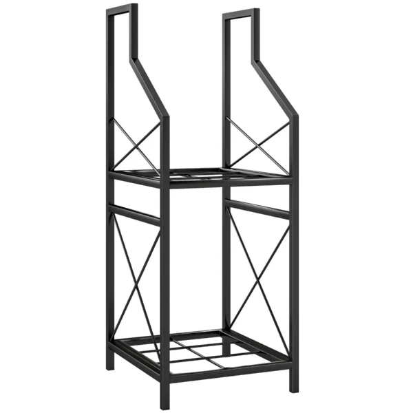 2-Tier Metal Firewood Rack with Raised Base, 34x30x80 cm, Black