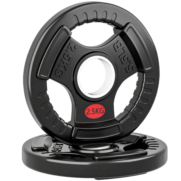 SPORTNOW Set of 2x2.5 kg Weight Plates with 5 cm Hole and 3 Handles, Steel with Plastic Coating, Black