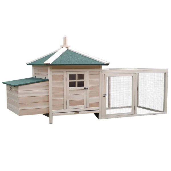 Prefabricated Wooden Garden Chicken Coop 196x76x97cm, Wood Color
