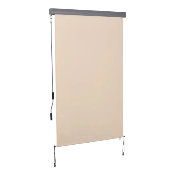 Roller Shade Awning with Crank Handle, Wall or Ceiling Mounted, 120x200cm, Beige