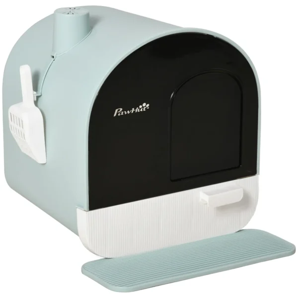Closed Cat Litter Box with Filters, Scoop and Tray, PP Structure, 43x44x47cm, Green