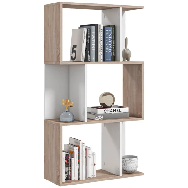 Modern 3-Tier Wooden Office Bookcase, 60 x 24 x 111.4cm