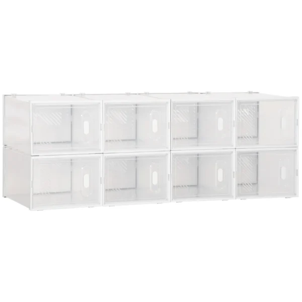 Space-Saving Modular Shoe Rack, 8 Cubes 28x36x21 cm in PP Plastic, White