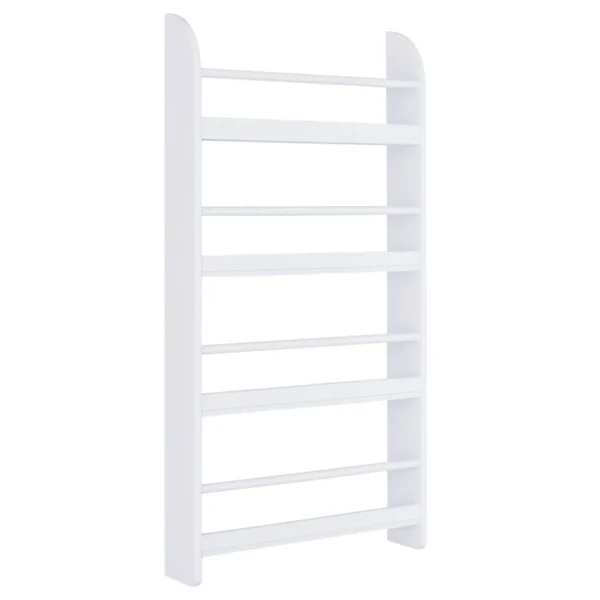 4-Tier Wall-Mounted Bookcase, White, Waterproof, Max Load 30kg (59cm x 12cm x 113cm)