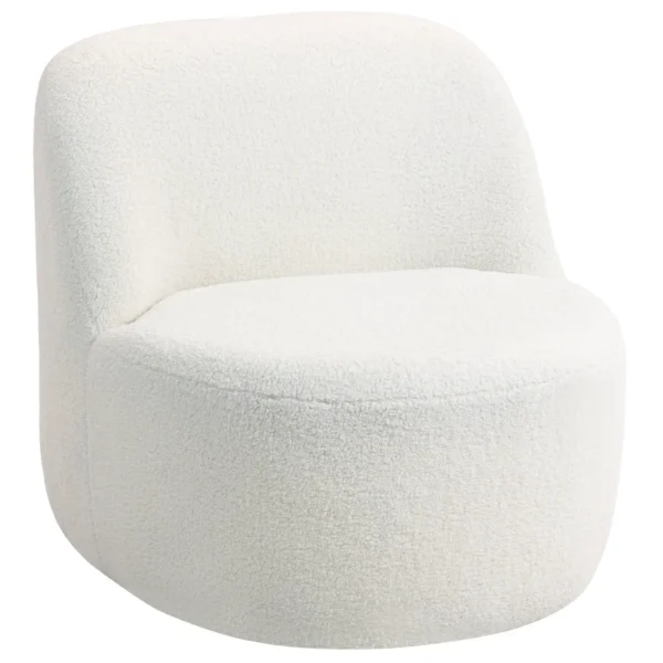 Ergonomic Backrest Lounge Chair in Sherpa Fabric and Foam, 73x82x71 cm, Cream White