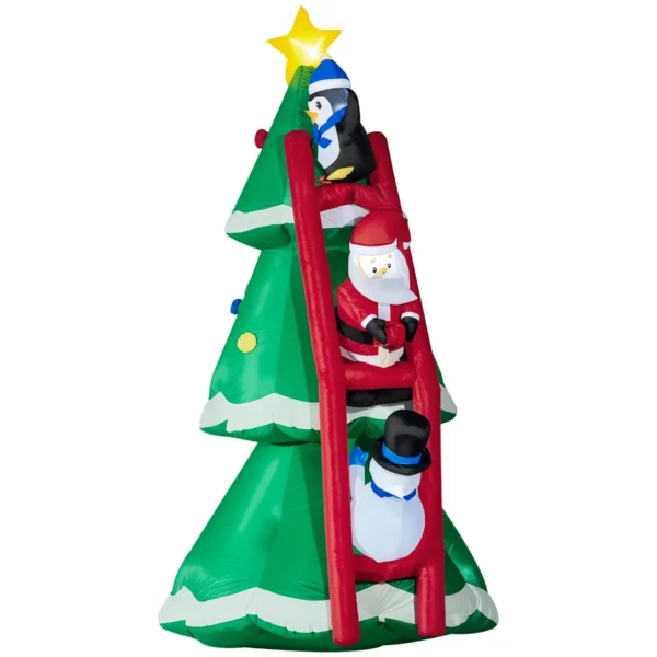 Inflatable Christmas Tree with Santa Claus and LED Lights, Inflator Included, 162x125x247cm
