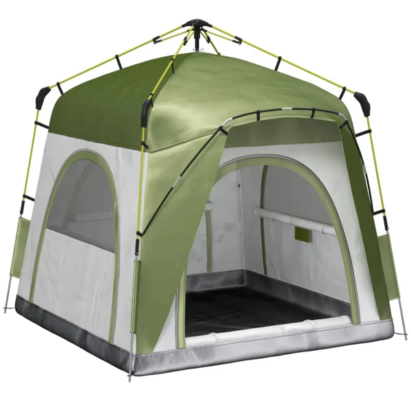 2-Person Pop-Up Camping Tent with Zippered Door and 3 Windows, 240x240x199 cm, Green