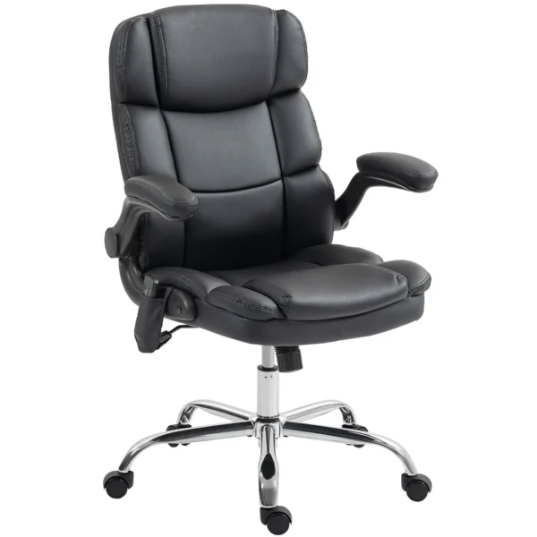 4-Point Massage Office Chair with Heater and Flip-Up Armrests, Black
