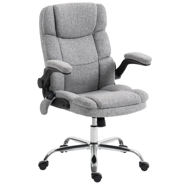 4-Point Massage Office Chair with Heater and Flip-Up Armrests, Grey